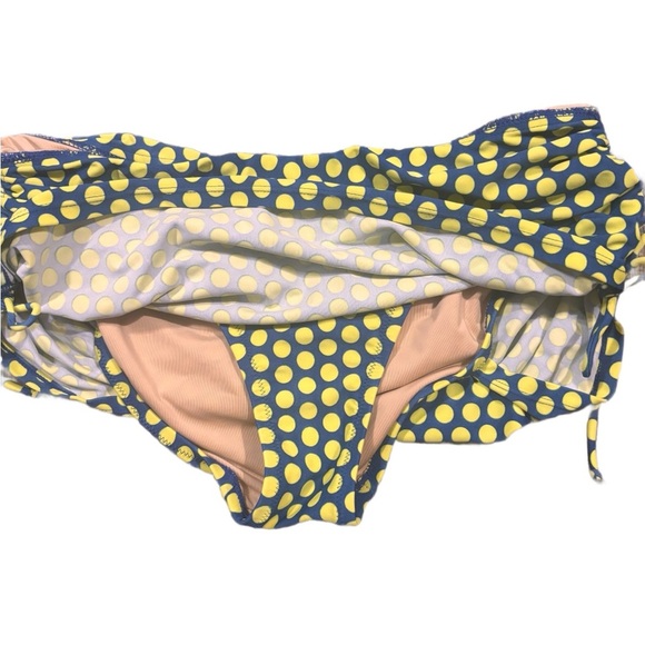 J.CREW Polka Dot Bikini size Medium Blue and Yellow Neon Straps - Picture 4 of 5